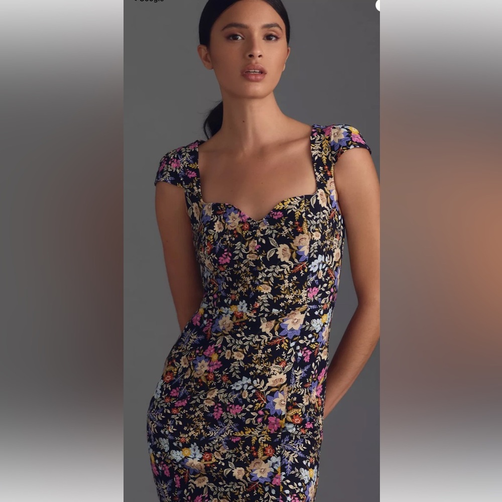 NWT Anthropologie Cecily Fit & Flare Floral Sweetheart Dress XL - Picture 2 of 8